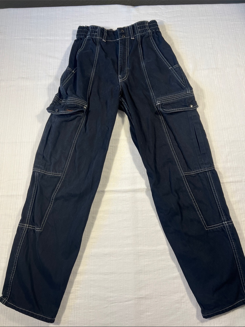 BDG Black Cargo/Relaxed Skate Jean/Pants with Contrast White Stitching